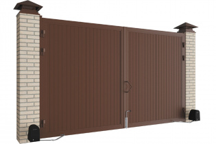 Распашные ворота стандартных размеров в алюминиевой раме с заполнением сэндвич-панелями SWS DoorHan