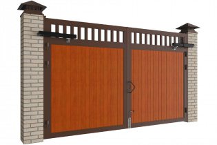 Распашные ворота в алюминиевой раме с заполнением сэндвич-панелями SWG‑A DoorHan